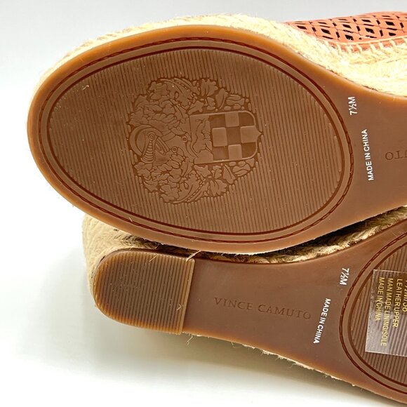 Vince Camuto Size 7.5 Coral Salmon Leather Wedges Espadrilles Sandals Shoes - Picture 10 of 13